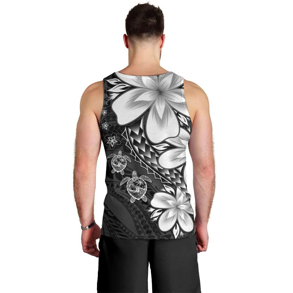 Polynesia Romantic Valentine Men Tank Top Sea Turtle Couple With Black Plumeria LT05 - Polynesian Pride