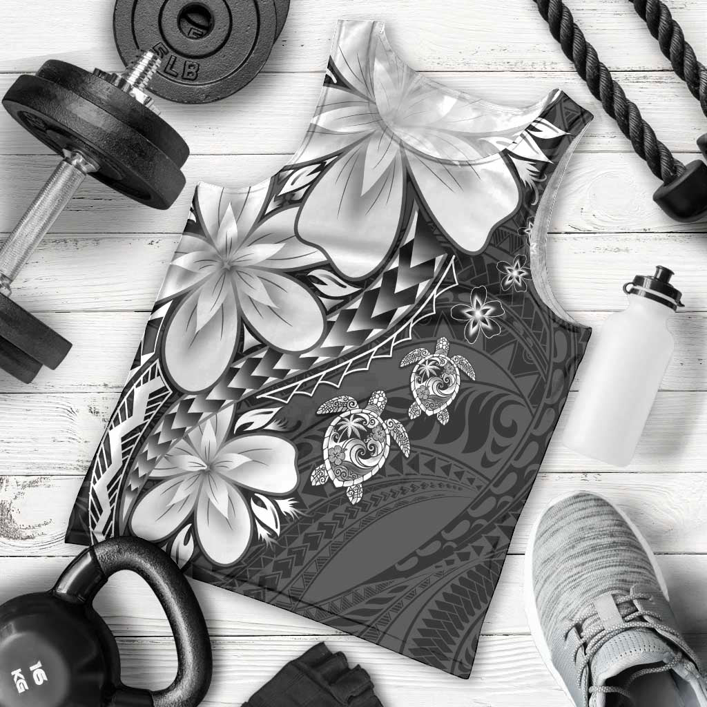 Polynesia Romantic Valentine Men Tank Top Sea Turtle Couple With Black Plumeria LT05 - Polynesian Pride