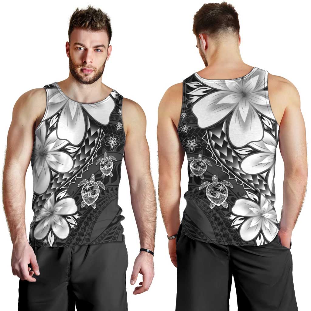Polynesia Romantic Valentine Men Tank Top Sea Turtle Couple With Black Plumeria LT05 - Polynesian Pride