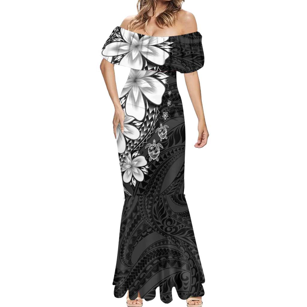 Polynesia Romantic Valentine Mermaid Dress Sea Turtle Couple With Black Plumeria LT05 - Polynesian Pride
