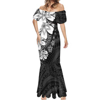 Polynesia Romantic Valentine Mermaid Dress Sea Turtle Couple With Black Plumeria LT05 - Polynesian Pride