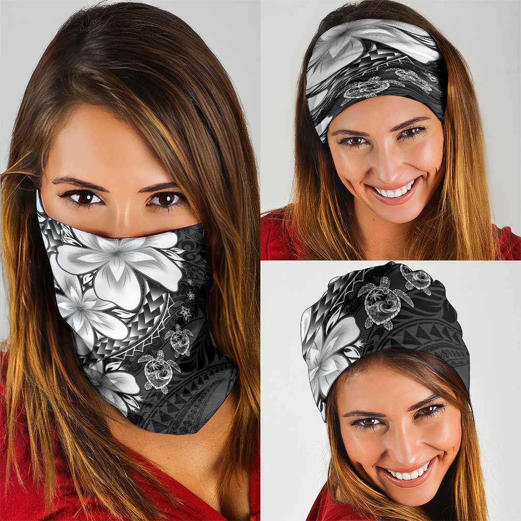 Polynesia Romantic Valentine Neck Gaiter Sea Turtle Couple With Black Plumeria LT05 - Polynesian Pride