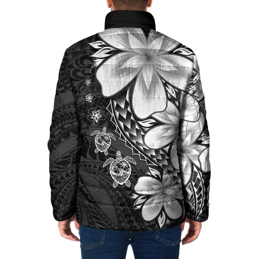 Polynesia Romantic Valentine Padded Jacket Sea Turtle Couple With Black Plumeria LT05 - Polynesian Pride