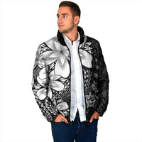Polynesia Romantic Valentine Padded Jacket Sea Turtle Couple With Black Plumeria LT05 - Polynesian Pride