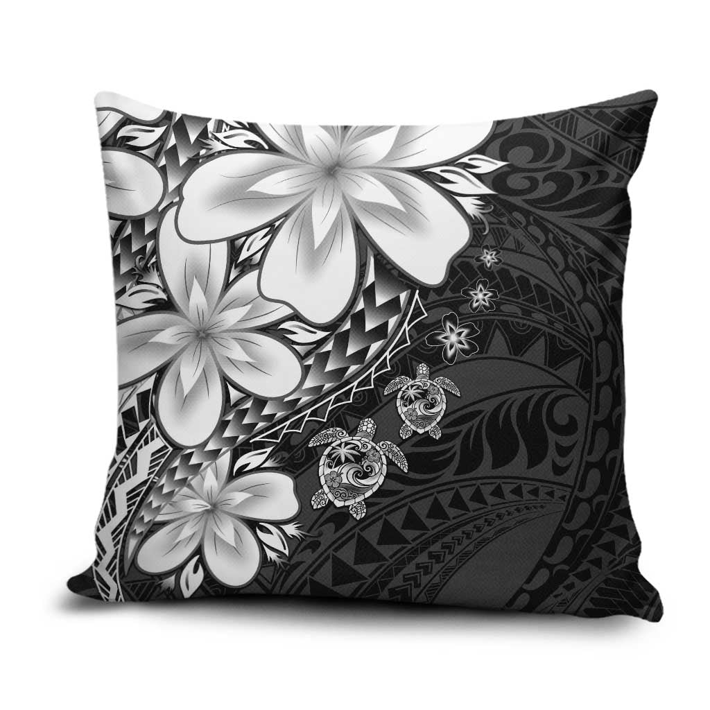 Polynesia Romantic Valentine Pillow Cover Sea Turtle Couple With Black Plumeria LT05 Black - Polynesian Pride