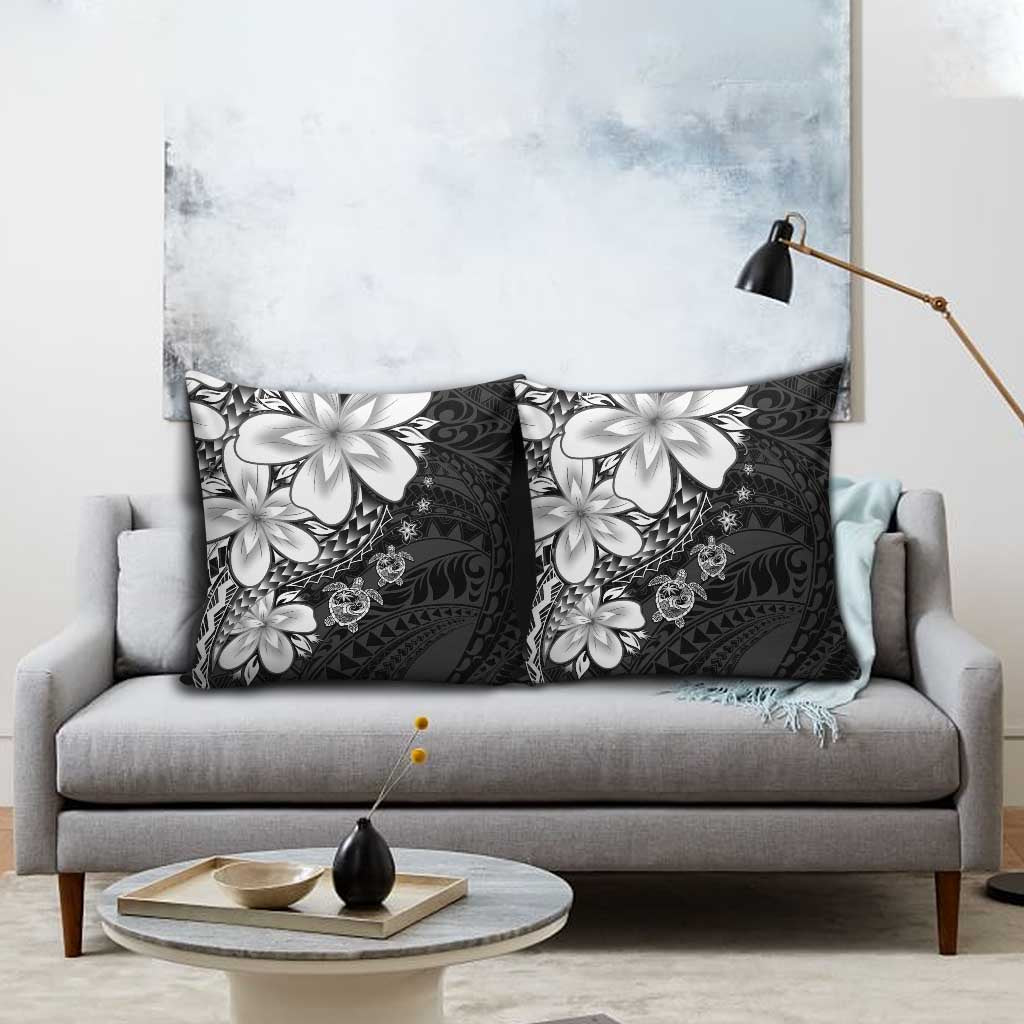 Polynesia Romantic Valentine Pillow Cover Sea Turtle Couple With Black Plumeria LT05 - Polynesian Pride