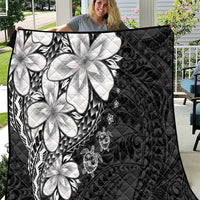 Polynesia Romantic Valentine Quilt Sea Turtle Couple With Black Plumeria LT05 Black - Polynesian Pride