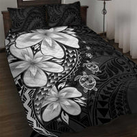 Polynesia Romantic Valentine Quilt Bed Set Sea Turtle Couple With Black Plumeria LT05 Black - Polynesian Pride
