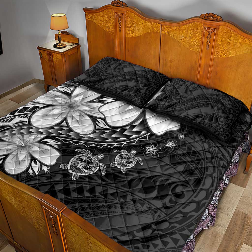 Polynesia Romantic Valentine Quilt Bed Set Sea Turtle Couple With Black Plumeria LT05 - Polynesian Pride