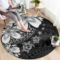 Polynesia Romantic Valentine Round Carpet Sea Turtle Couple With Black Plumeria LT05 - Polynesian Pride