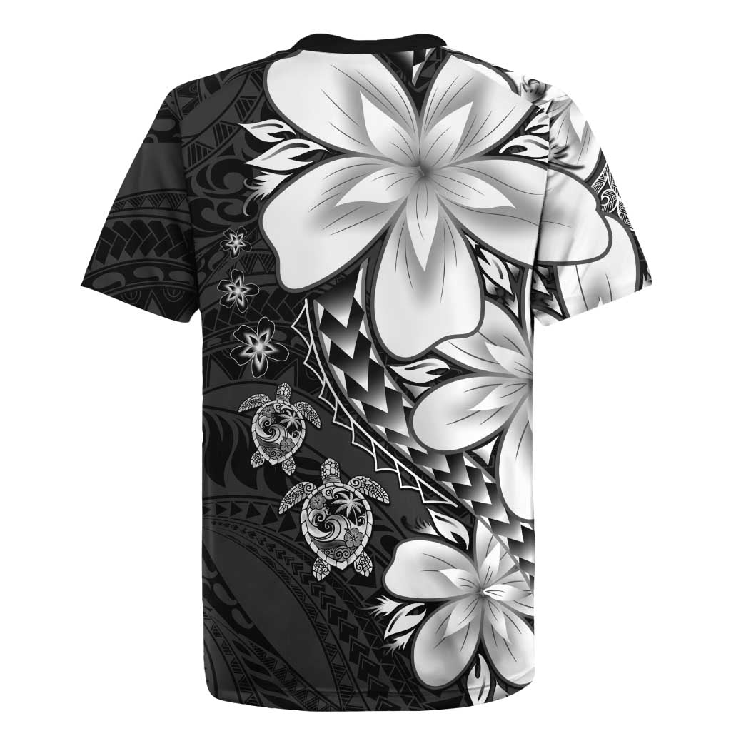 Polynesia Romantic Valentine Rugby Jersey Sea Turtle Couple With Black Plumeria LT05 - Polynesian Pride