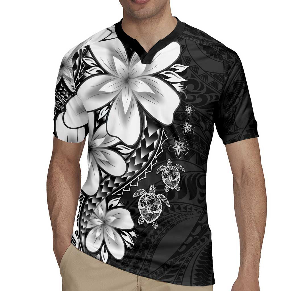 Polynesia Romantic Valentine Rugby Jersey Sea Turtle Couple With Black Plumeria LT05 - Polynesian Pride
