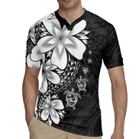 Polynesia Romantic Valentine Rugby Jersey Sea Turtle Couple With Black Plumeria LT05 - Polynesian Pride