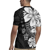 Polynesia Romantic Valentine Rugby Jersey Sea Turtle Couple With Black Plumeria LT05 - Polynesian Pride