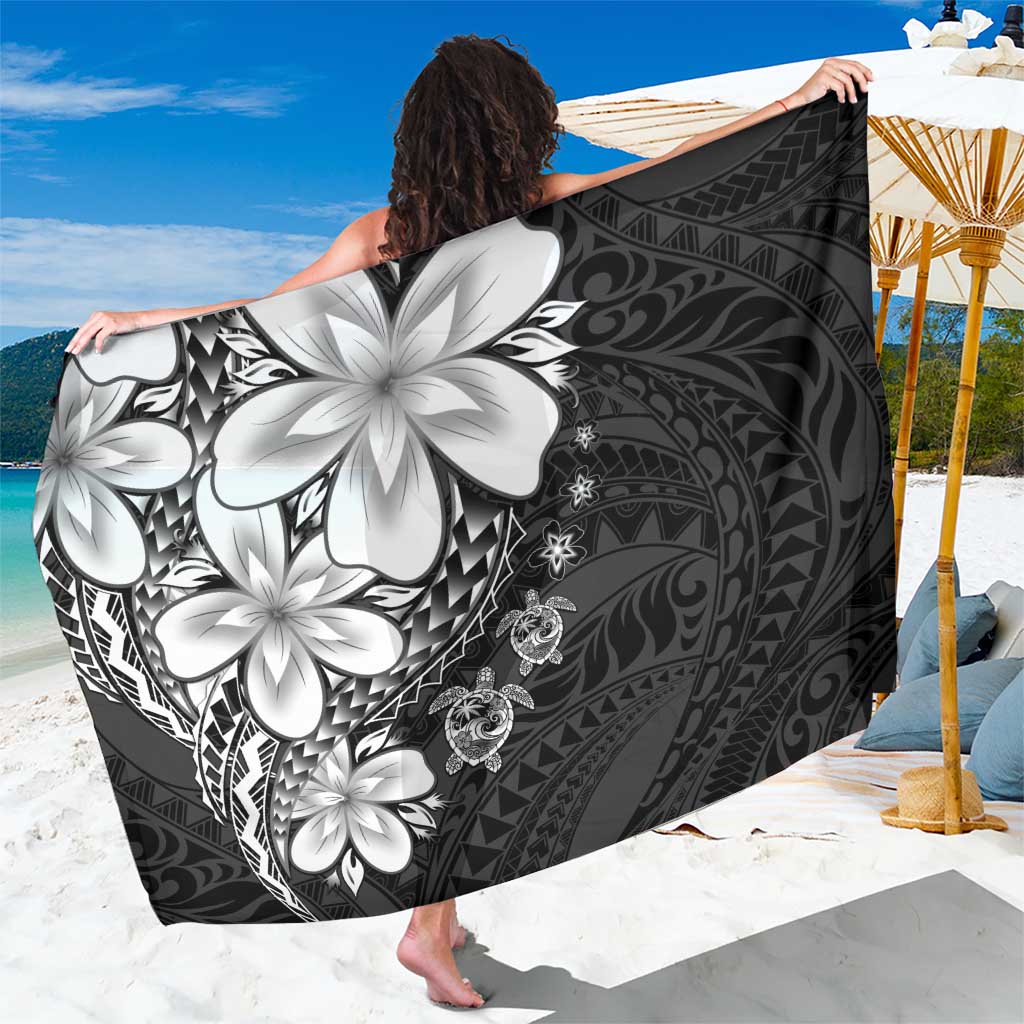 Polynesia Romantic Valentine Sarong Sea Turtle Couple With Black Plumeria LT05 One Size 44 x 66 inches Black - Polynesian Pride