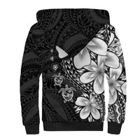 Polynesia Romantic Valentine Sherpa Hoodie Sea Turtle Couple With Black Plumeria LT05 - Polynesian Pride