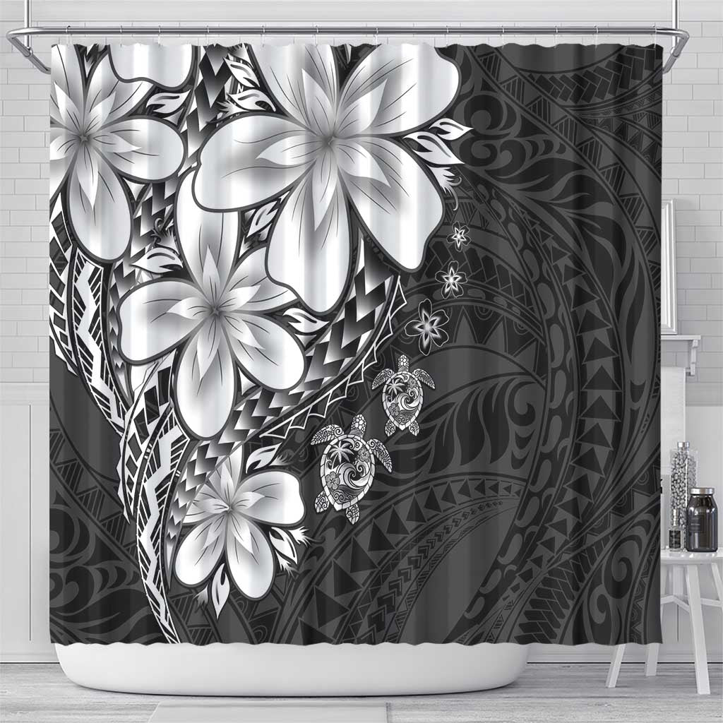Polynesia Romantic Valentine Shower Curtain Sea Turtle Couple With Black Plumeria LT05 - Polynesian Pride