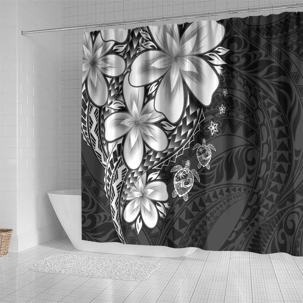 Polynesia Romantic Valentine Shower Curtain Sea Turtle Couple With Black Plumeria LT05 - Polynesian Pride
