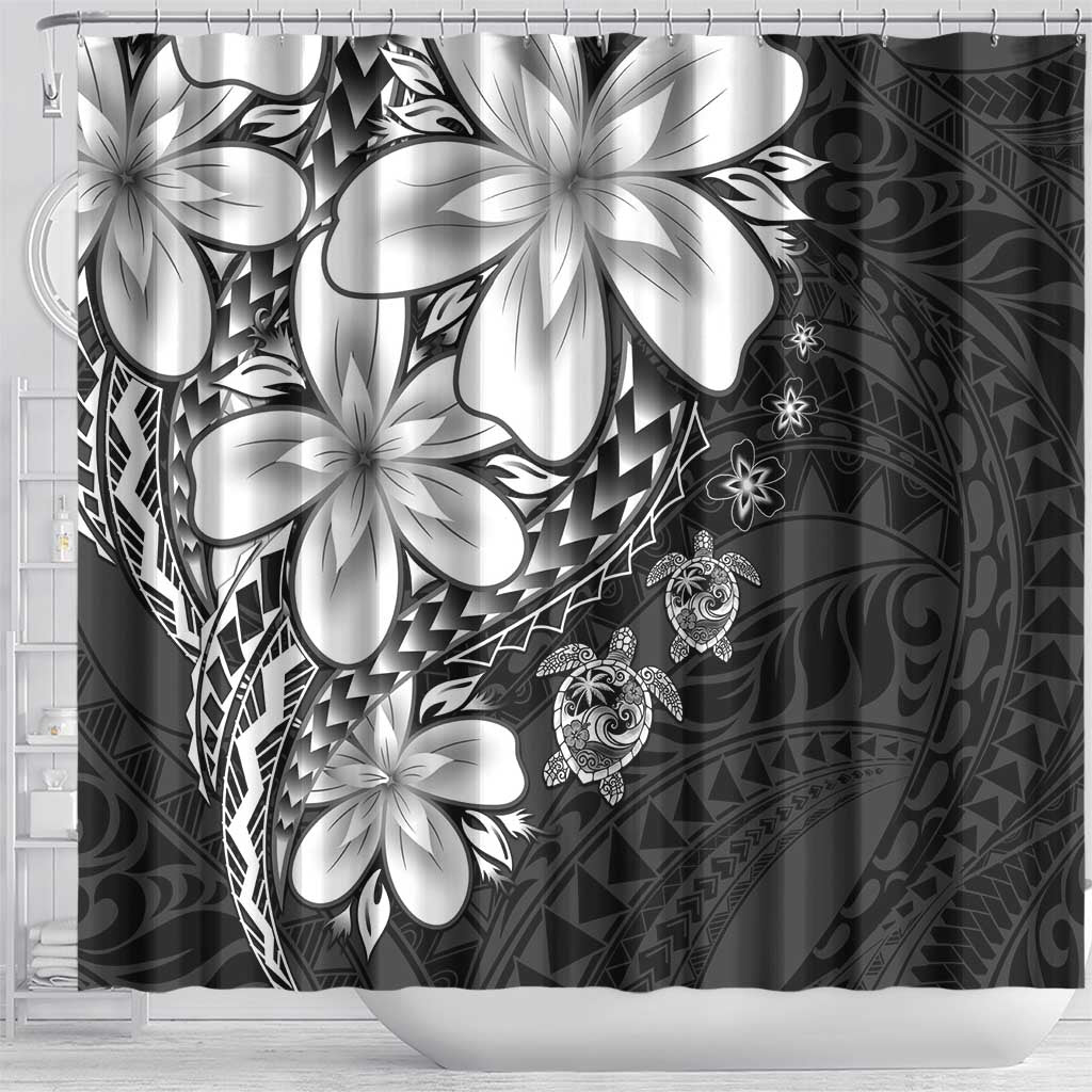 Polynesia Romantic Valentine Shower Curtain Sea Turtle Couple With Black Plumeria LT05 - Polynesian Pride