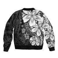 Polynesia Romantic Valentine Sleeve Zip Bomber Jacket Sea Turtle Couple With Black Plumeria LT05 - Polynesian Pride