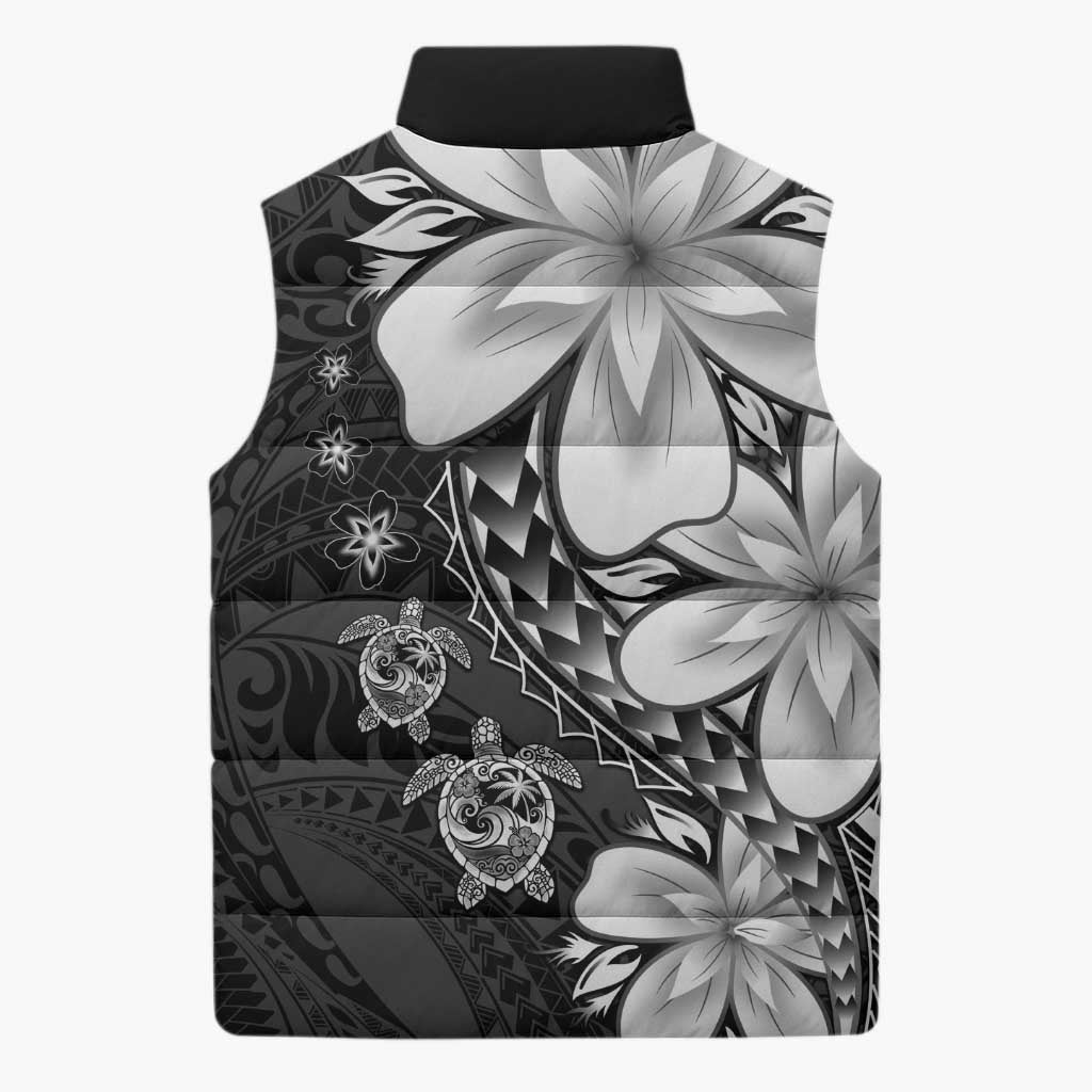Polynesia Romantic Valentine Sleeveless Puffer Jacket Sea Turtle Couple With Black Plumeria LT05 - Polynesian Pride