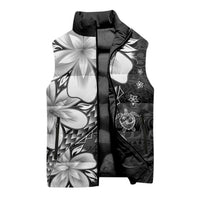 Polynesia Romantic Valentine Sleeveless Puffer Jacket Sea Turtle Couple With Black Plumeria LT05 - Polynesian Pride