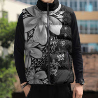 Polynesia Romantic Valentine Sleeveless Puffer Jacket Sea Turtle Couple With Black Plumeria LT05 - Polynesian Pride