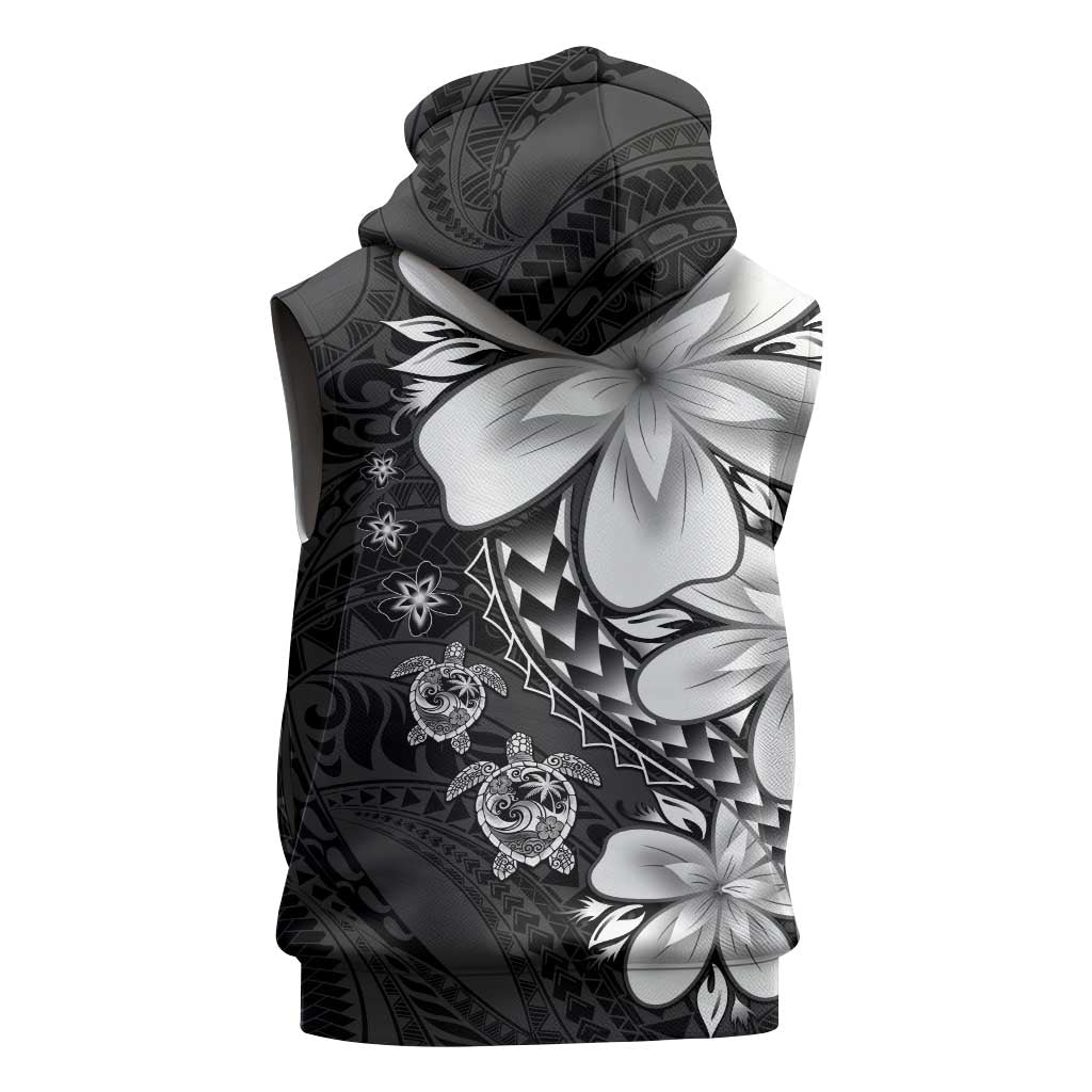 Polynesia Romantic Valentine Sleeveless Zip Hoodie Sea Turtle Couple With Black Plumeria LT05 - Polynesian Pride