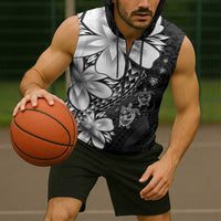 Polynesia Romantic Valentine Sleeveless Zip Hoodie Sea Turtle Couple With Black Plumeria LT05 - Polynesian Pride