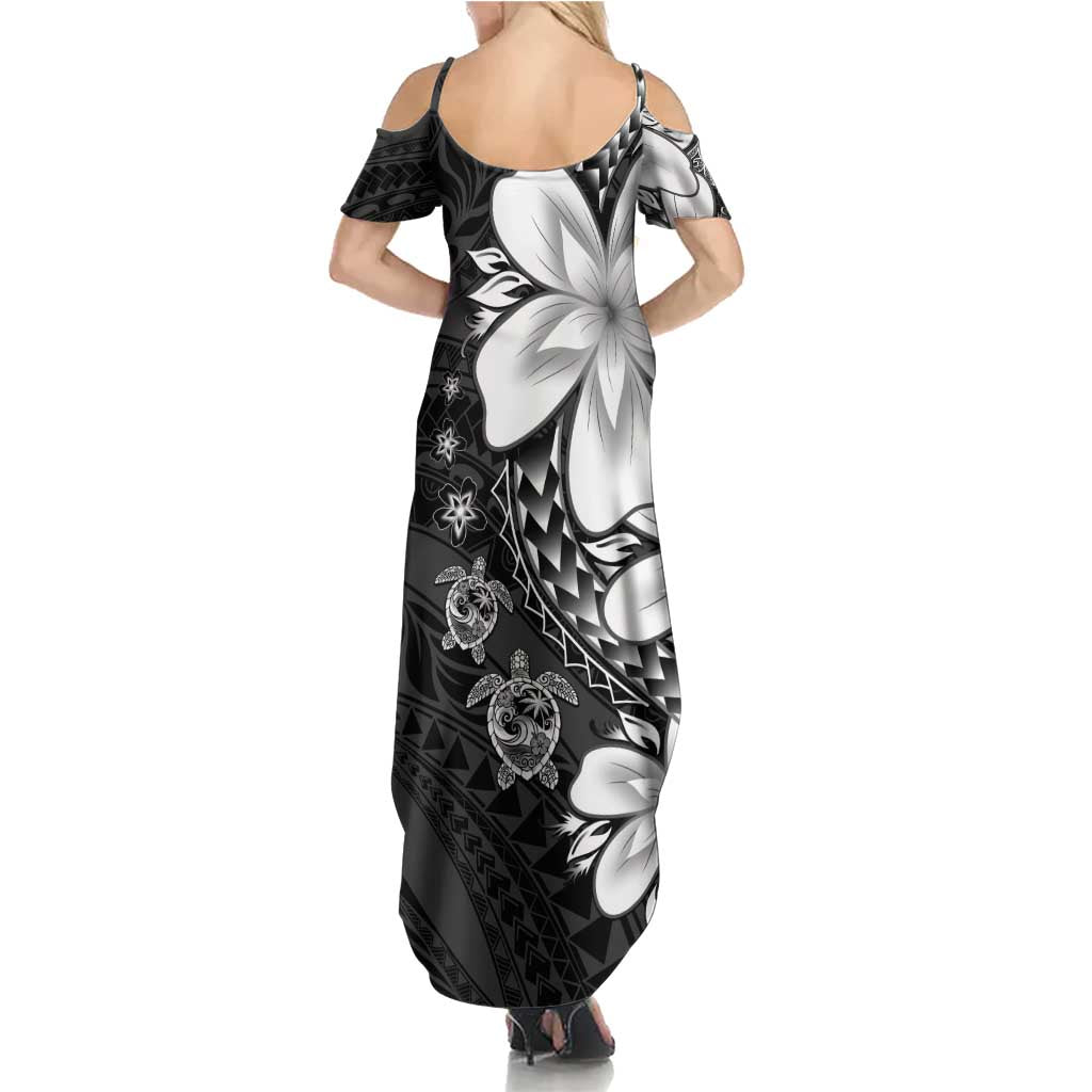 Polynesia Romantic Valentine Summer Maxi Dress Sea Turtle Couple With Black Plumeria LT05 - Polynesian Pride