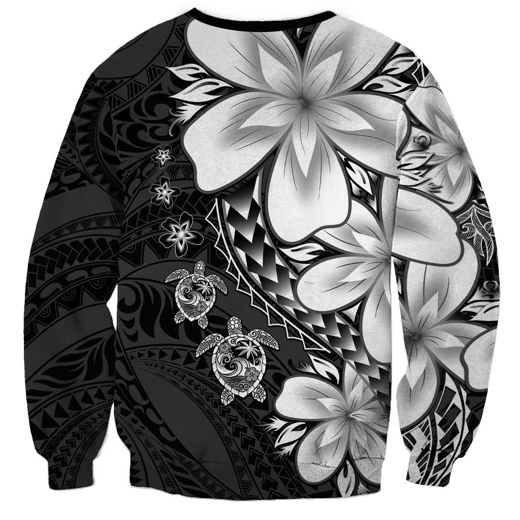 Polynesia Romantic Valentine Sweatshirt Sea Turtle Couple With Black Plumeria LT05 - Polynesian Pride