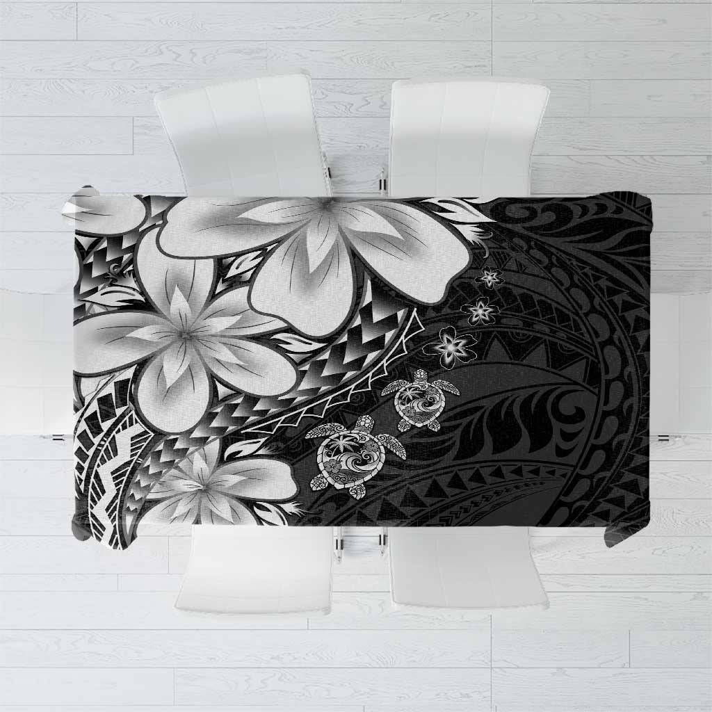 Polynesia Romantic Valentine Tablecloth Sea Turtle Couple With Black Plumeria