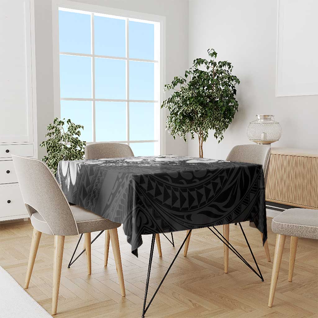 Polynesia Romantic Valentine Tablecloth Sea Turtle Couple With Black Plumeria