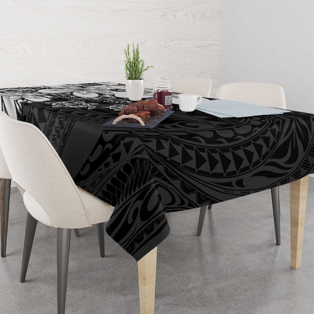 Polynesia Romantic Valentine Tablecloth Sea Turtle Couple With Black Plumeria