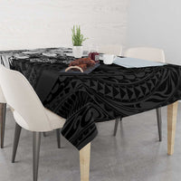 Polynesia Romantic Valentine Tablecloth Sea Turtle Couple With Black Plumeria
