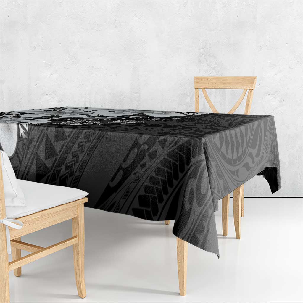 Polynesia Romantic Valentine Tablecloth Sea Turtle Couple With Black Plumeria