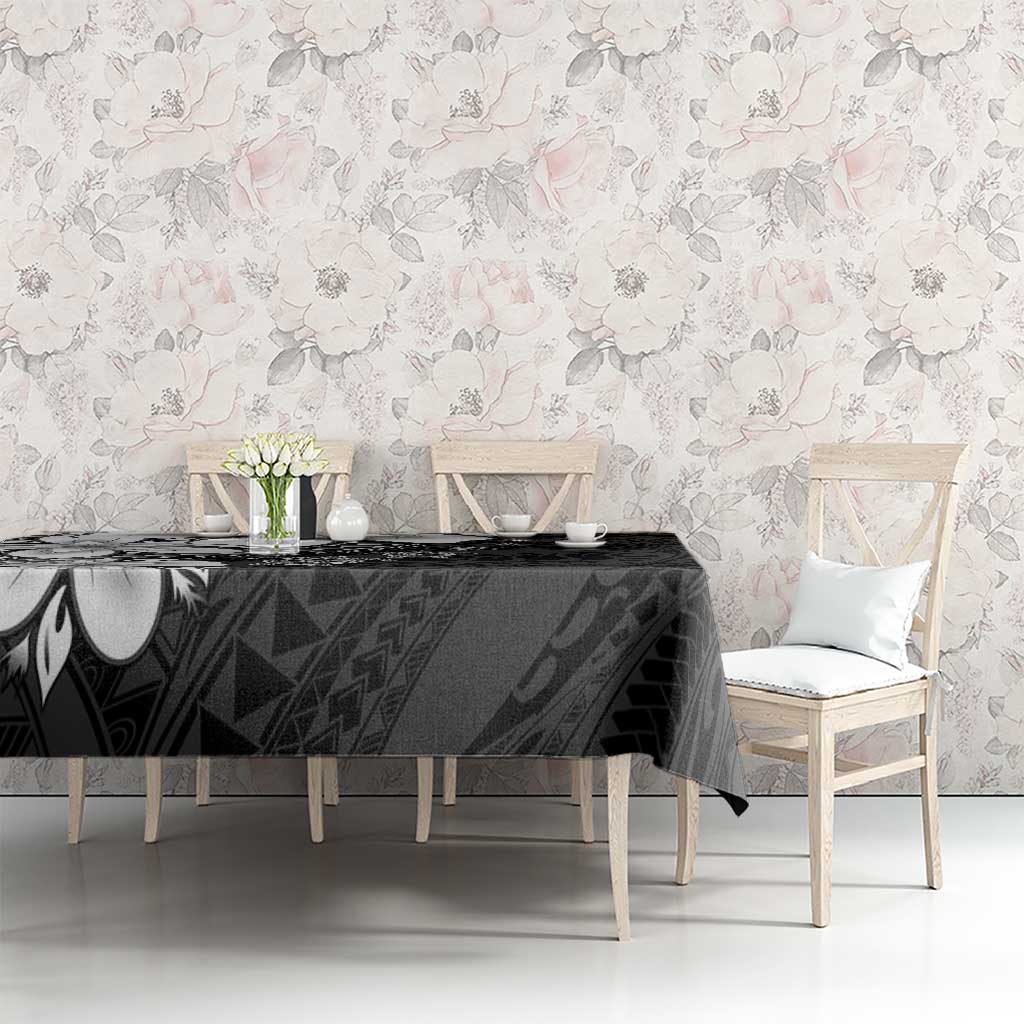 Polynesia Romantic Valentine Tablecloth Sea Turtle Couple With Black Plumeria