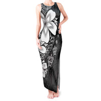 Polynesia Romantic Valentine Tank Maxi Dress Sea Turtle Couple With Black Plumeria LT05 Women Black - Polynesian Pride