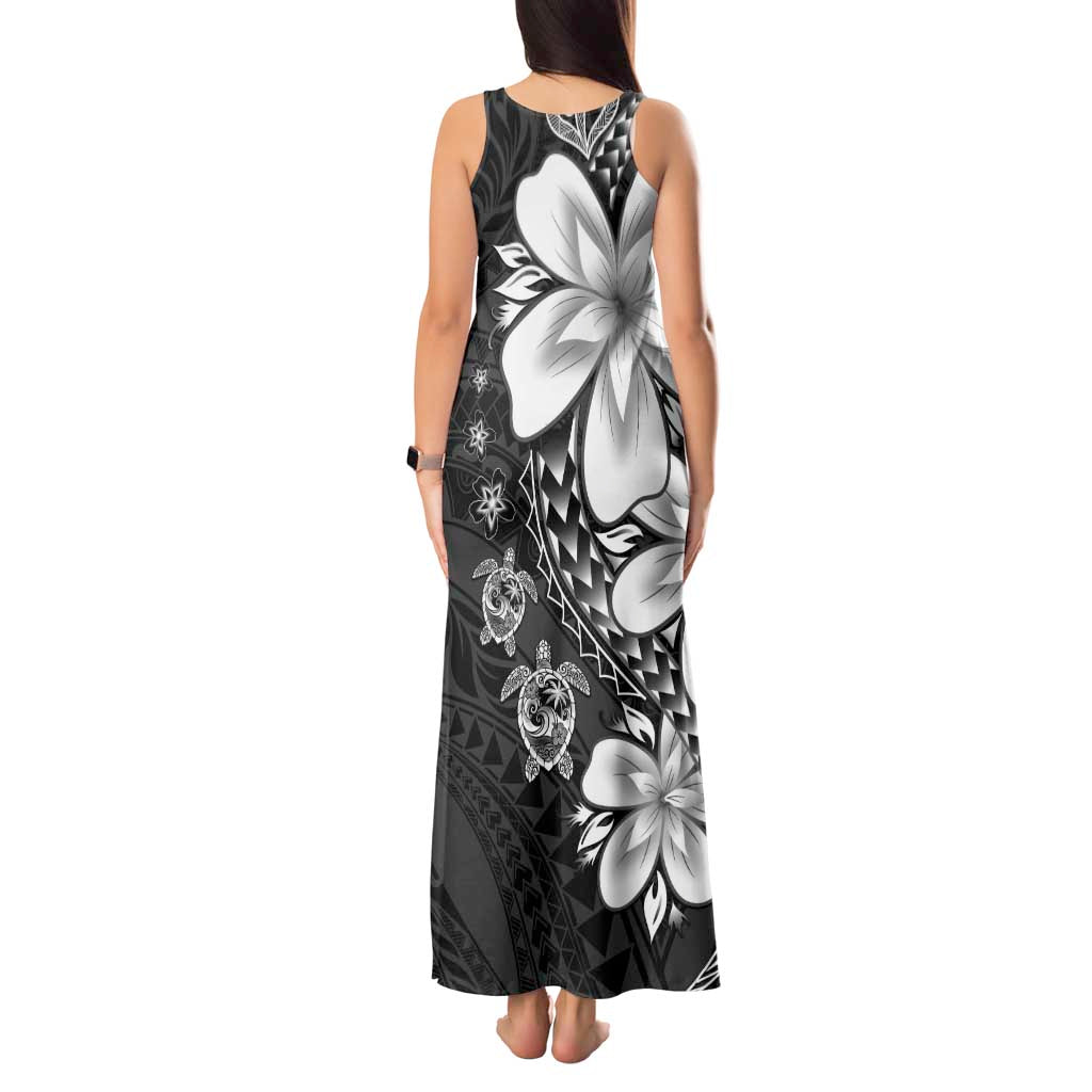 Polynesia Romantic Valentine Tank Maxi Dress Sea Turtle Couple With Black Plumeria LT05 - Polynesian Pride