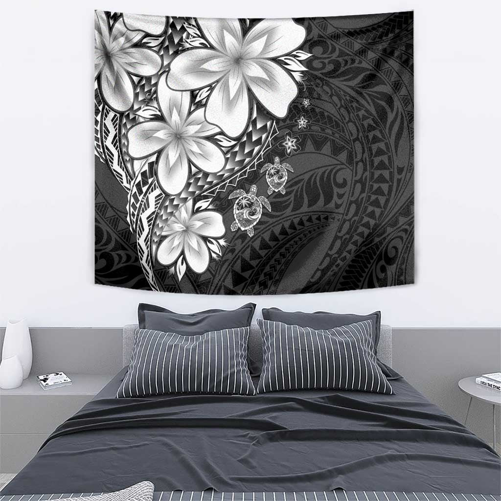 Polynesia Romantic Valentine Tapestry Sea Turtle Couple With Black Plumeria LT05 - Polynesian Pride