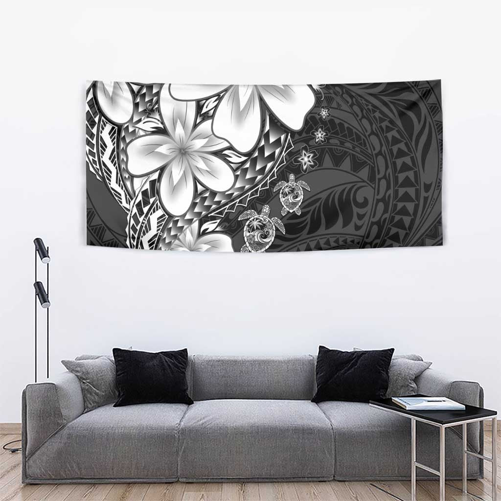 Polynesia Romantic Valentine Tapestry Sea Turtle Couple With Black Plumeria LT05 - Polynesian Pride