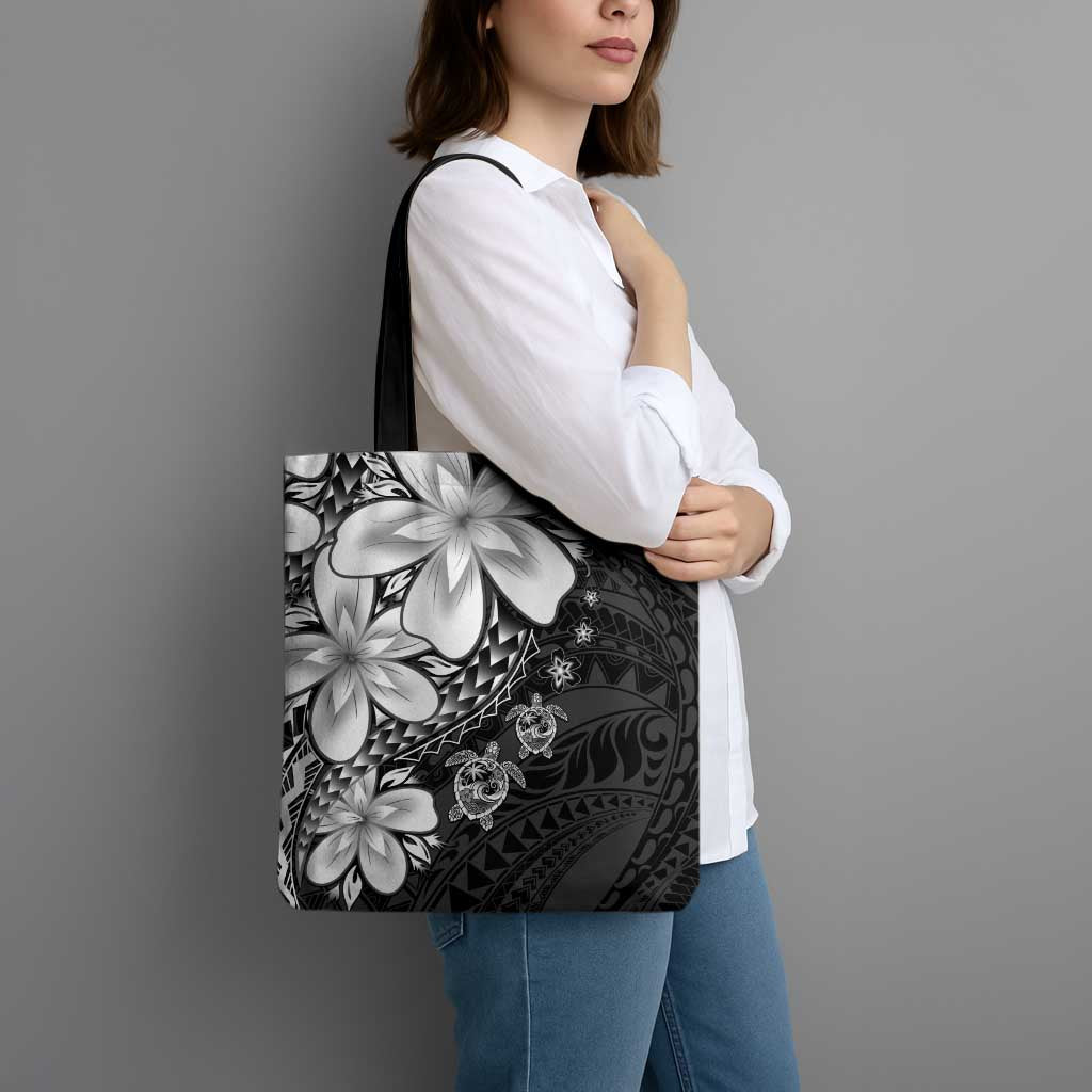 Polynesia Romantic Valentine Tote Bag Sea Turtle Couple With Black Plumeria LT05 - Polynesian Pride