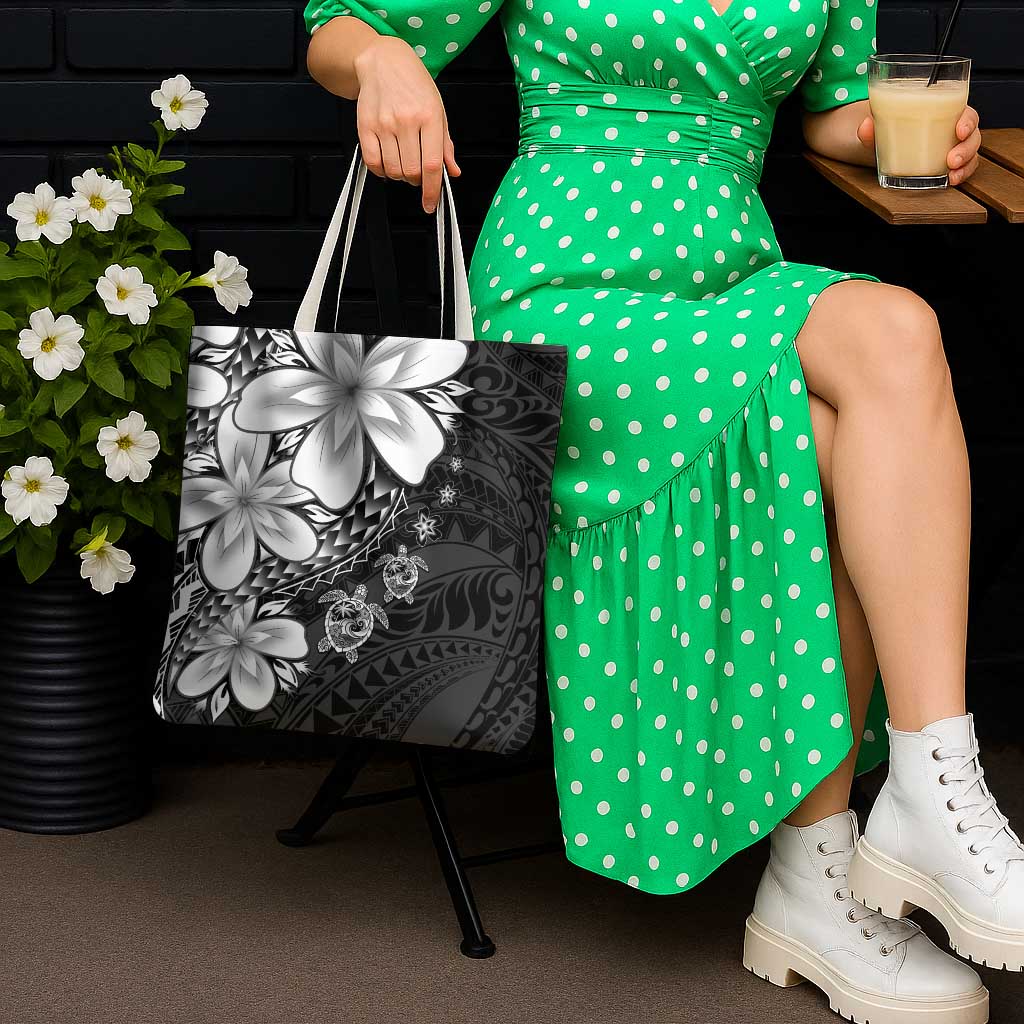 Polynesia Romantic Valentine Tote Bag Sea Turtle Couple With Black Plumeria LT05 - Polynesian Pride