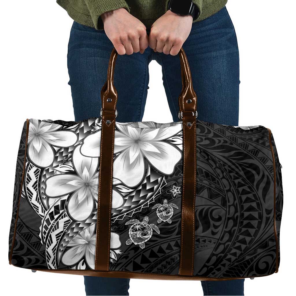 Polynesia Romantic Valentine Travel Bag Sea Turtle Couple With Black Plumeria LT05 Black - Polynesian Pride