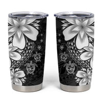 Polynesia Romantic Valentine Tumbler Cup Sea Turtle Couple With Black Plumeria