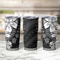 Polynesia Romantic Valentine Tumbler Cup Sea Turtle Couple With Black Plumeria
