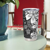 Polynesia Romantic Valentine Tumbler Cup Sea Turtle Couple With Black Plumeria