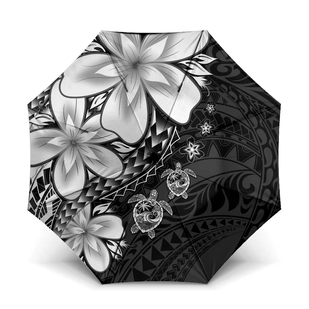 Polynesia Romantic Valentine Umbrella Sea Turtle Couple With Black Plumeria LT05 One Size Folded 11.42 inch Opened Diameter 37.4 inch Black - Polynesian Pride