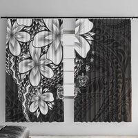 Polynesia Romantic Valentine Window Curtain Sea Turtle Couple With Black Plumeria