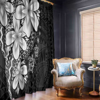 Polynesia Romantic Valentine Window Curtain Sea Turtle Couple With Black Plumeria
